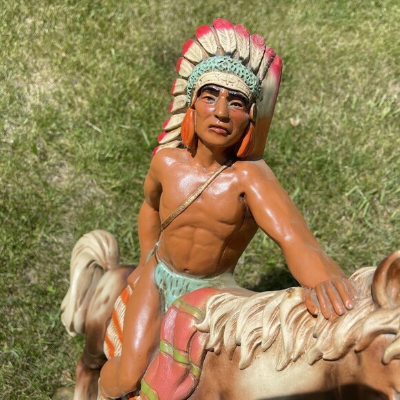 Vintage UNIVERSAL STATUARY CORP CHICAGO 1962 Native American Indian Chief Horse - Picture 11 of 14